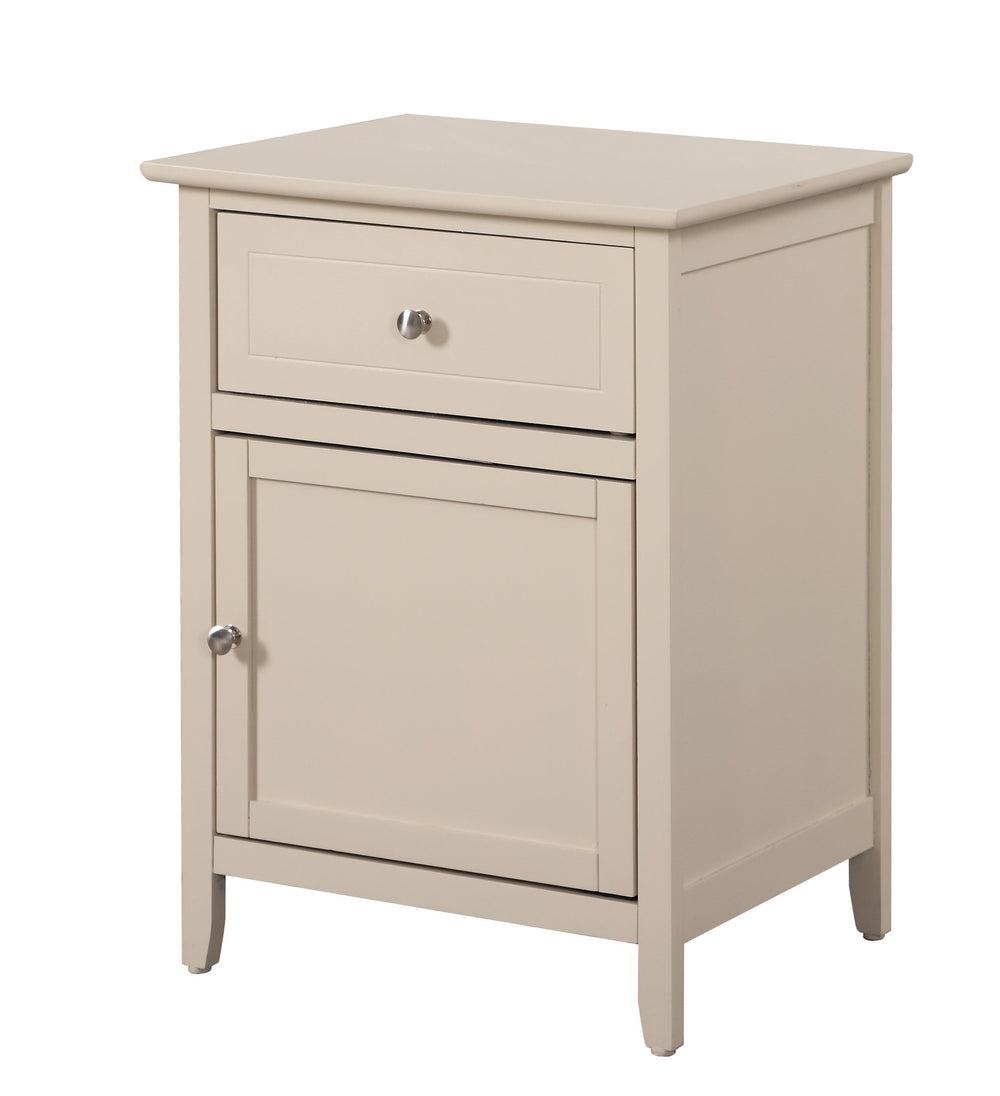 English Elm Charming Transitional Nightstand with Three Spacious Drawers, Durable Particleboard, Versatile Accent Piece Beige 28 L x 22 W x 18 H B078112168