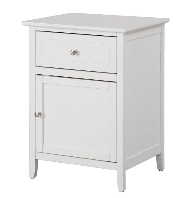 English Elm Elegant Compact Nightstand with Open Shelf, Durable Particle Board Construction, Easy Assembly Guide Included for Modern Bedroom Storage and Style White 28 L x 22 W x 18 H B078112170