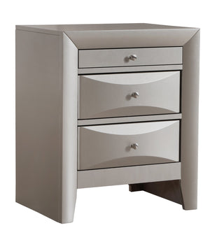 English Elm Elegant Silver Nightstand with 3 Spacious Drawers, Curved Fronts, No Assembly, Compact Stylish Accent Piece Champagne 32 L x 25 W x 19 H B078118240