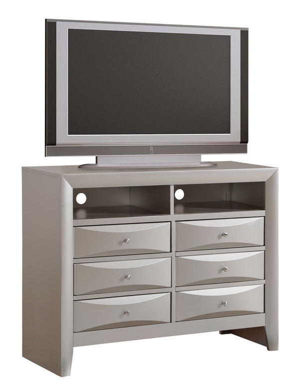 English Elm Marilla Modern G1503-TV2 Media Chest with Dovetailed Drawers and Real Wood Veneer Finish Champagne 40 L x 48 W x 19 H B078118241