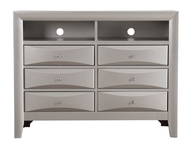 English Elm Marilla Modern G1503-TV2 Media Chest with Dovetailed Drawers and Real Wood Veneer Finish Champagne 40 L x 48 W x 19 H B078118241