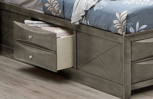 English Elm Sleek Gray Full Storage Bed with Built-In Drawers, Modern Particle Board Design, Durable Support B078S00185