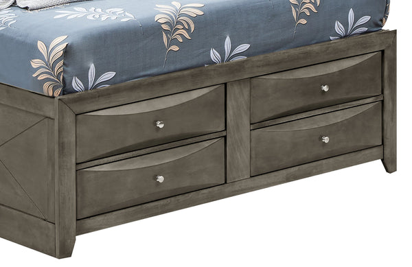 English Elm Sleek Gray Full Storage Bed with Built-In Drawers, Modern Particle Board Design, Durable Support B078S00185