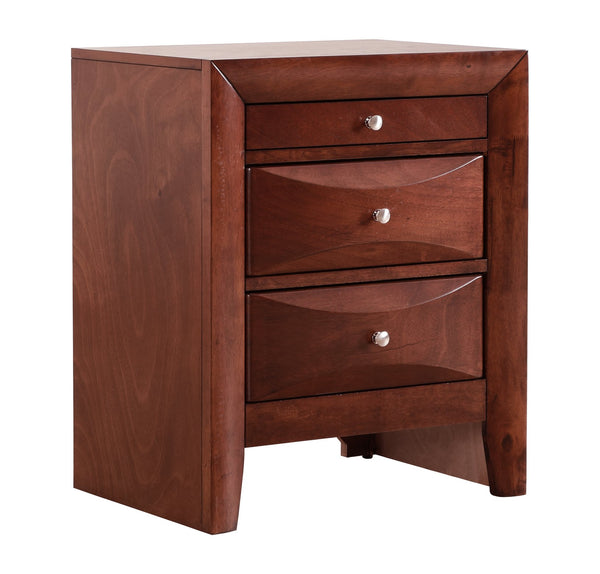 English Elm Sleek Cherry Nightstand With Storage, 3 Drawers Curved Fronts 28"H x 23"W x 17"D No Assembly, Rich Finish B078118252