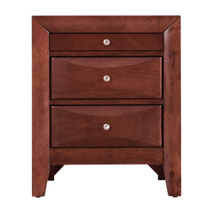 English Elm Sleek Cherry Nightstand With Storage, 3 Drawers Curved Fronts 28"H x 23"W x 17"D No Assembly, Rich Finish B078118252