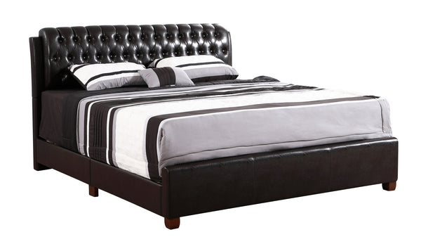 English Elm Marilla King Bed G1550C-KB-UP Dark Brown Tufted PU Headboard 48"H x 79"W x 88"D Durable Elegance B078108044