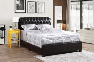 English Elm Elegant Velvet Full Bed Frame with Sturdy Support, Transitional Design, Easy Assembly, Modern Appeal Dark Brown 24 L x 59.5 W x 12 H B078108043