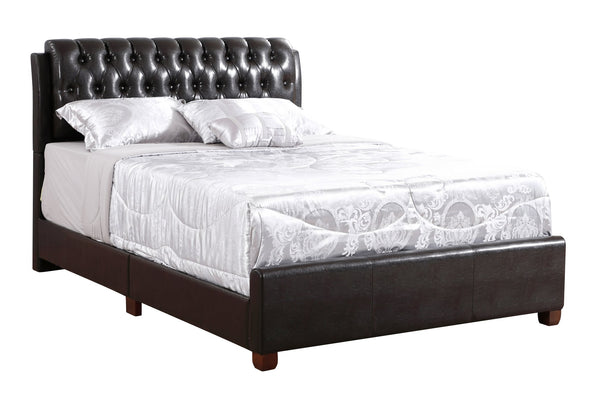 English Elm Elegant Velvet Full Bed Frame with Sturdy Support, Transitional Design, Easy Assembly, Modern Appeal Dark Brown 24 L x 59.5 W x 12 H B078108043