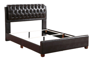 English Elm Elegant Velvet Full Bed Frame with Sturdy Support, Transitional Design, Easy Assembly, Modern Appeal Dark Brown 24 L x 59.5 W x 12 H B078108043