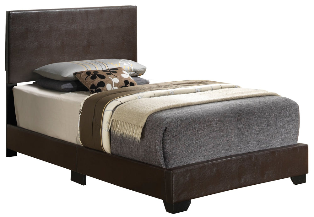 English Elm Aaron G1800-TB-UP Twin Bed with Durable Cappuccino PU Upholstery, Low-Profile Design, Ships Fast Beige 4 L x 33 W x 44 H B078108065