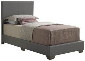 English Elm Stylishly Light Grey Twin Bed with PU Upholstery, 47”H x 41”W x 81”D Durable Casual Design, Easy Assembly B078108069