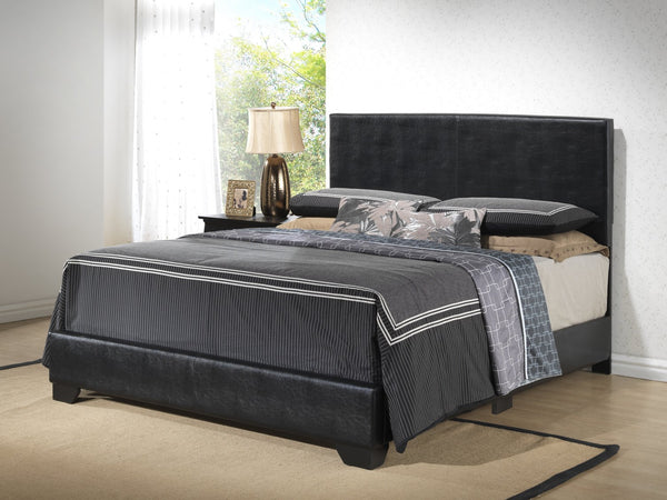 English Elm Sleek Black Full Bed with PU Upholstery, Sturdy Durable Frame, Quick Assembly & Under-Bed Storage B078108074
