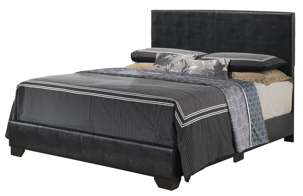 English Elm Sleek Black Full Bed with PU Upholstery, Sturdy Durable Frame, Quick Assembly & Under-Bed Storage B078108074