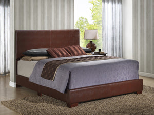 English Elm Aaron G1800-TB-UP Twin Bed with Durable Cappuccino PU Upholstery, Low-Profile Design, Ships Fast Light Brown 4 L x 33 W x 65 H B078108080
