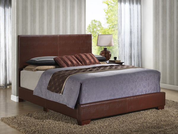 English Elm Aaron G1800-TB-UP Twin Bed with Durable Cappuccino PU Upholstery, Low-Profile Design, Ships Fast Light Brown 4 L x 33 W x 65 H B078108080