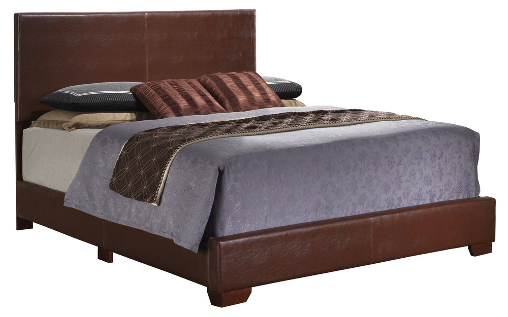 English Elm Rustic Light Brown Full Bed with Durable PU Frame, 47H x 57W x 81D in, Cozy Finish, Fits Multiple Mattresses B078108078