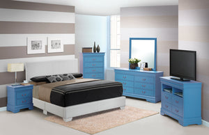 English Elm Aaron G1800-TB-UP Twin Bed with Durable Cappuccino PU Upholstery, Low-Profile Design, Ships Fast White 4 L x 33 W x 81 H B078108089