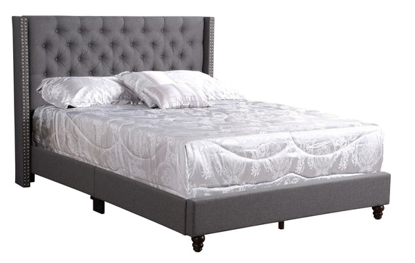 English Elm Elegant Upholstered Queen Bed Gray — Transitional Design, Durable Frame, Supportive Backrest, Easy Assembly B078118280