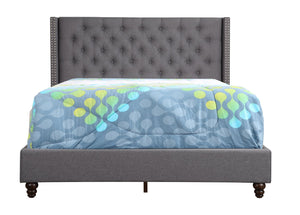 English Elm Elegant Upholstered Queen Bed Gray — Transitional Design, Durable Frame, Supportive Backrest, Easy Assembly B078118280