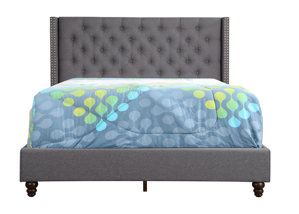 English Elm Elegant Upholstered Queen Bed Gray — Transitional Design, Durable Frame, Supportive Backrest, Easy Assembly B078118280