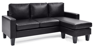 English Elm Jenna Modern G213-SCH Reversible Sofa Chaise in Black PU Upholstery — Space-Saving, Stylish Comfort B078S00217