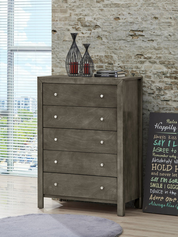 English Elm Elegant Transitional Storage Chest with Modern Finish, Durable Particleboard, No Assembly, 48"H x 34"W x 17"D Gray 37 L x 60 W x 19 H B078108126