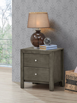 English Elm Chic Gray Transitional Nightstand with 2 Drawers, Compact 25"H x 22"W x 17"D, No Assembly, Sleek Decor-Friendly Finish B078108129