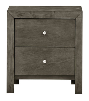 English Elm Chic Gray Transitional Nightstand with 2 Drawers, Compact 25"H x 22"W x 17"D, No Assembly, Sleek Decor-Friendly Finish B078108129