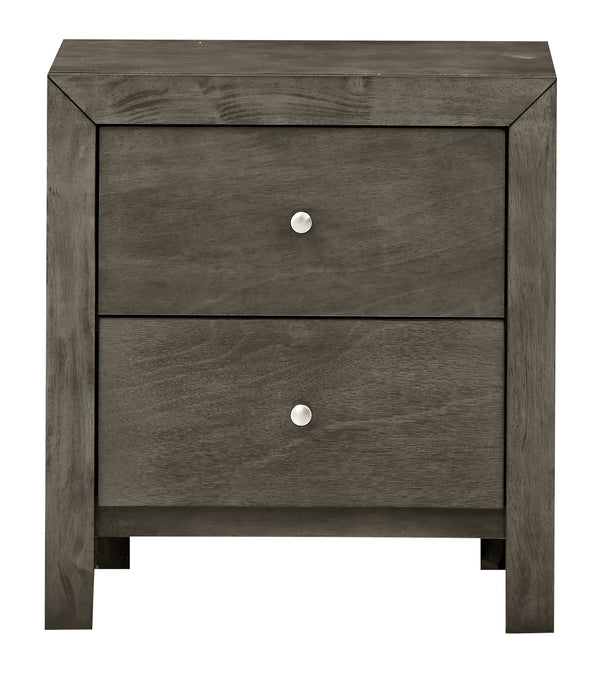 English Elm Chic Gray Transitional Nightstand with 2 Drawers, Compact 25"H x 22"W x 17"D, No Assembly, Sleek Decor-Friendly Finish B078108129