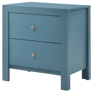 English Elm Charming transitional two-drawer nightstand with vibrant finish, compact 25"H x 22"W x 17"D storage solution Teal 27 L x 24 W x 19 H B078108134