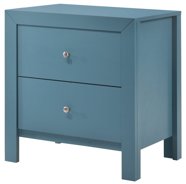 English Elm Charming transitional two-drawer nightstand with vibrant finish, compact 25"H x 22"W x 17"D storage solution Teal 27 L x 24 W x 19 H B078108134