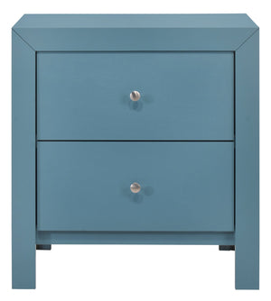English Elm Charming transitional two-drawer nightstand with vibrant finish, compact 25"H x 22"W x 17"D storage solution Teal 27 L x 24 W x 19 H B078108134