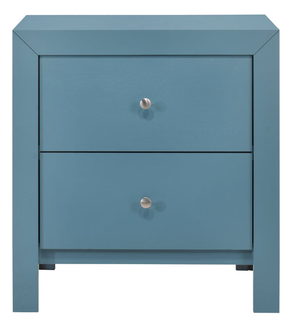 English Elm Charming transitional two-drawer nightstand with vibrant finish, compact 25"H x 22"W x 17"D storage solution Teal 27 L x 24 W x 19 H B078108134