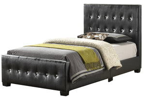 English Elm Stylish Transitional Twin Bed in Sleek Black PU Upholstery, 43"H x 41"W x 83"D, Durable Comfort B078118355