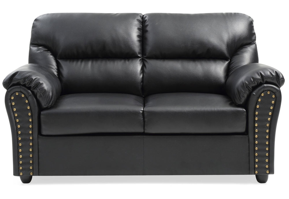 English Elm Chic Black PU Padded Loveseat 36"H x 60"W x 34"D — Sleek Modern Two-Seater with Padded Arms, Fast Assembly B078108147
