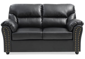 English Elm Chic Black PU Padded Loveseat 36"H x 60"W x 34"D — Sleek Modern Two-Seater with Padded Arms, Fast Assembly B078108147