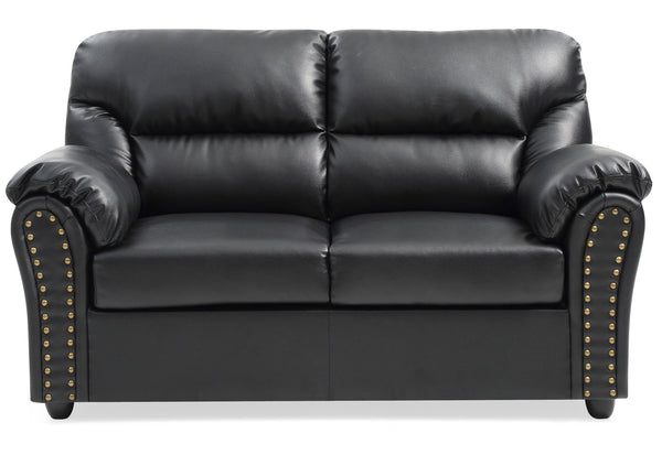English Elm Chic Black PU Padded Loveseat 36"H x 60"W x 34"D — Sleek Modern Two-Seater with Padded Arms, Fast Assembly B078108147