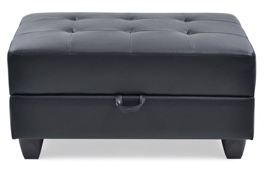 English Elm Sleek Black Ottoman PU Upholstered 18"H x 37"W x 26"D — Contemporary Comfort Seat, Durable Style B078108150