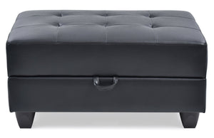 English Elm Sleek Black Ottoman PU Upholstered 18"H x 37"W x 26"D — Contemporary Comfort Seat, Durable Style B078108150