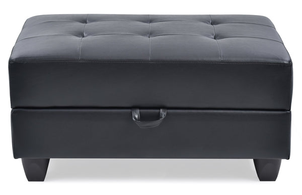 English Elm Sleek Black Ottoman PU Upholstered 18"H x 37"W x 26"D — Contemporary Comfort Seat, Durable Style B078108150