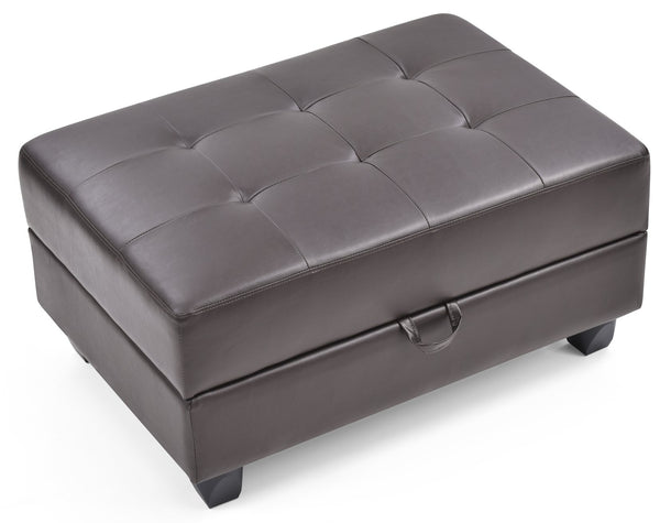 English Elm Revere Cappuccino Ottoman G305-O – Tufted Faux Leather Extra Seating, No Assembly, Durable Frame B078108151