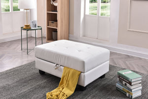 English Elm Stylish Contemporary Ottoman with Microfiber Upholstery, Durable 19"H x 38"W x 26"D Footrest & Seat White 37.8 L x 26.4 W x 15 H B078108152