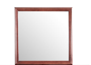 English Elm Louis Elegant 38-inch Vanity Mirror with Low-Distortion Glass and Warm Wood Veneer Frame for Décor Cherry 40 L x 39 W x 2 H B078108157