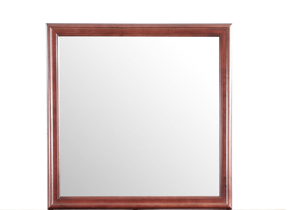 English Elm Louis Elegant 38-inch Vanity Mirror with Low-Distortion Glass and Warm Wood Veneer Frame for Décor Cherry 40 L x 39 W x 2 H B078108157