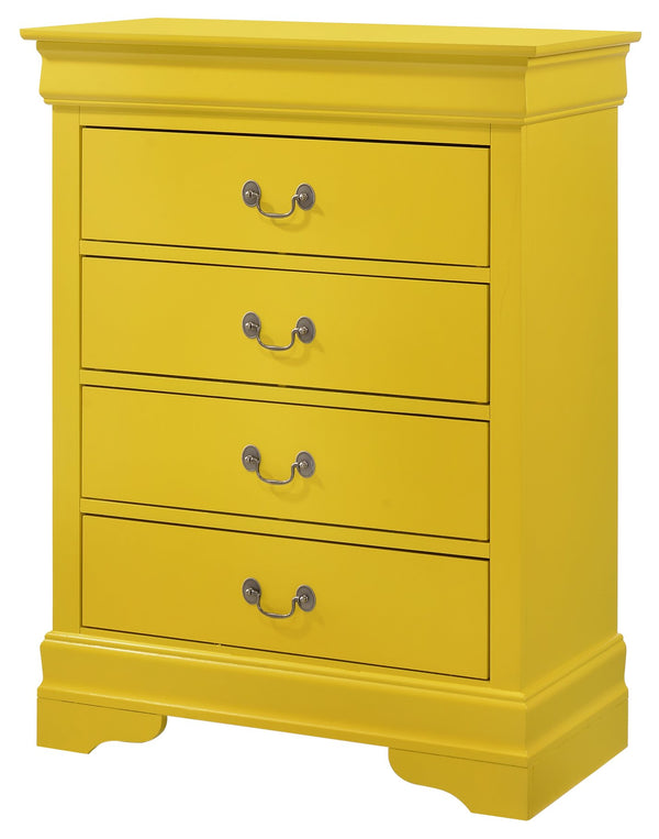 English Elm Phillipe Vintage 4-Drawer Chest in Yellow — Dovetailed Drawers, Metal Guides & Tarnish-Resistant Hardware B078108159