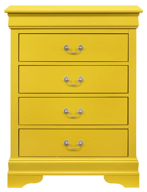 English Elm Phillipe Vintage 4-Drawer Chest in Yellow — Dovetailed Drawers, Metal Guides & Tarnish-Resistant Hardware B078108159