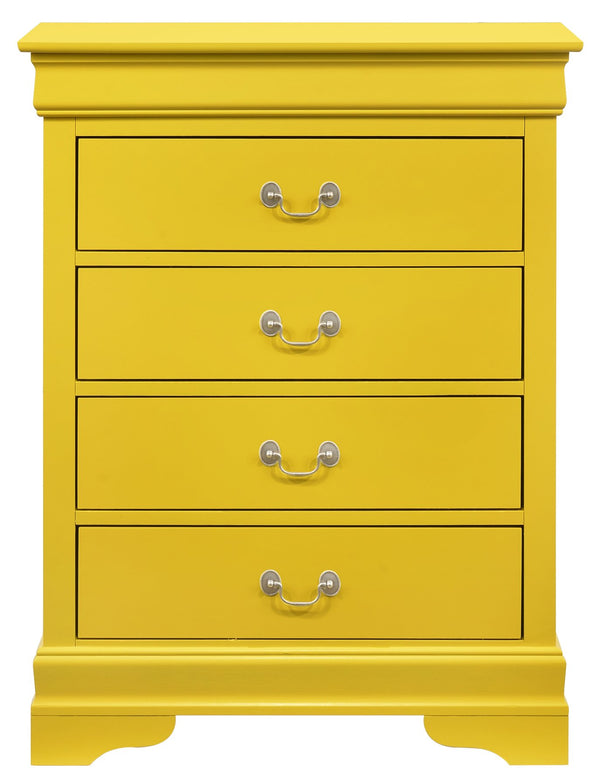 English Elm Phillipe Vintage 4-Drawer Chest in Yellow — Dovetailed Drawers, Metal Guides & Tarnish-Resistant Hardware B078108159