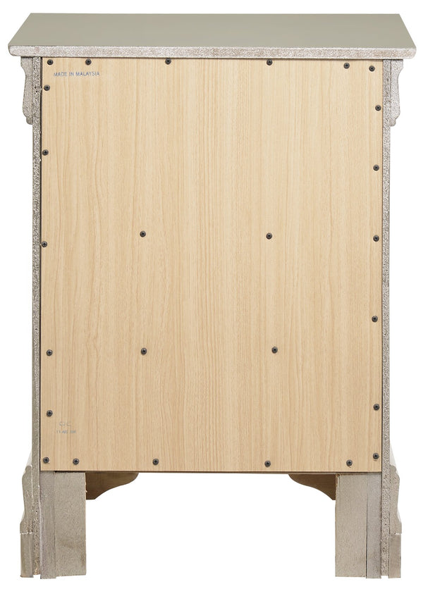 English Elm Charming transitional two-drawer nightstand with vibrant finish, compact 25"H x 22"W x 17"D storage solution Champagne 33 L x 24 W x 19 H B078108165