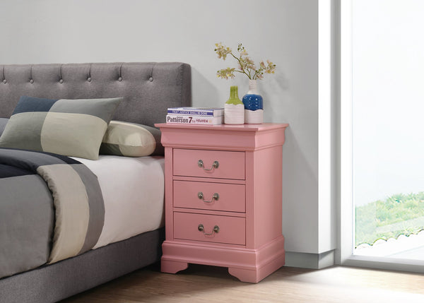 English Elm Charming transitional two-drawer nightstand with vibrant finish, compact 25"H x 22"W x 17"D storage solution Pink 33 L x 24 W x 19 H B078108172