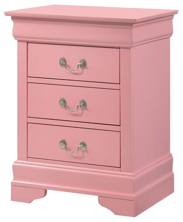 English Elm Charming transitional two-drawer nightstand with vibrant finish, compact 25"H x 22"W x 17"D storage solution Pink 33 L x 24 W x 19 H B078108172
